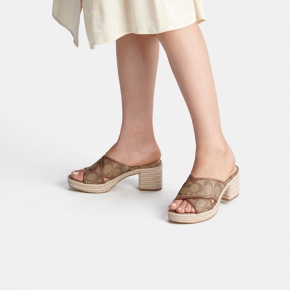 COACH | Sloan Espadrille (Khaki/Saddle) CA366 - Picture 7 of 7